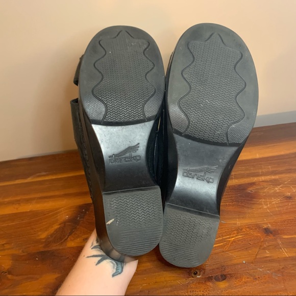 Dansko Sela Slide Mule Black Leather Wedge Sandals - Picture 9 of 9